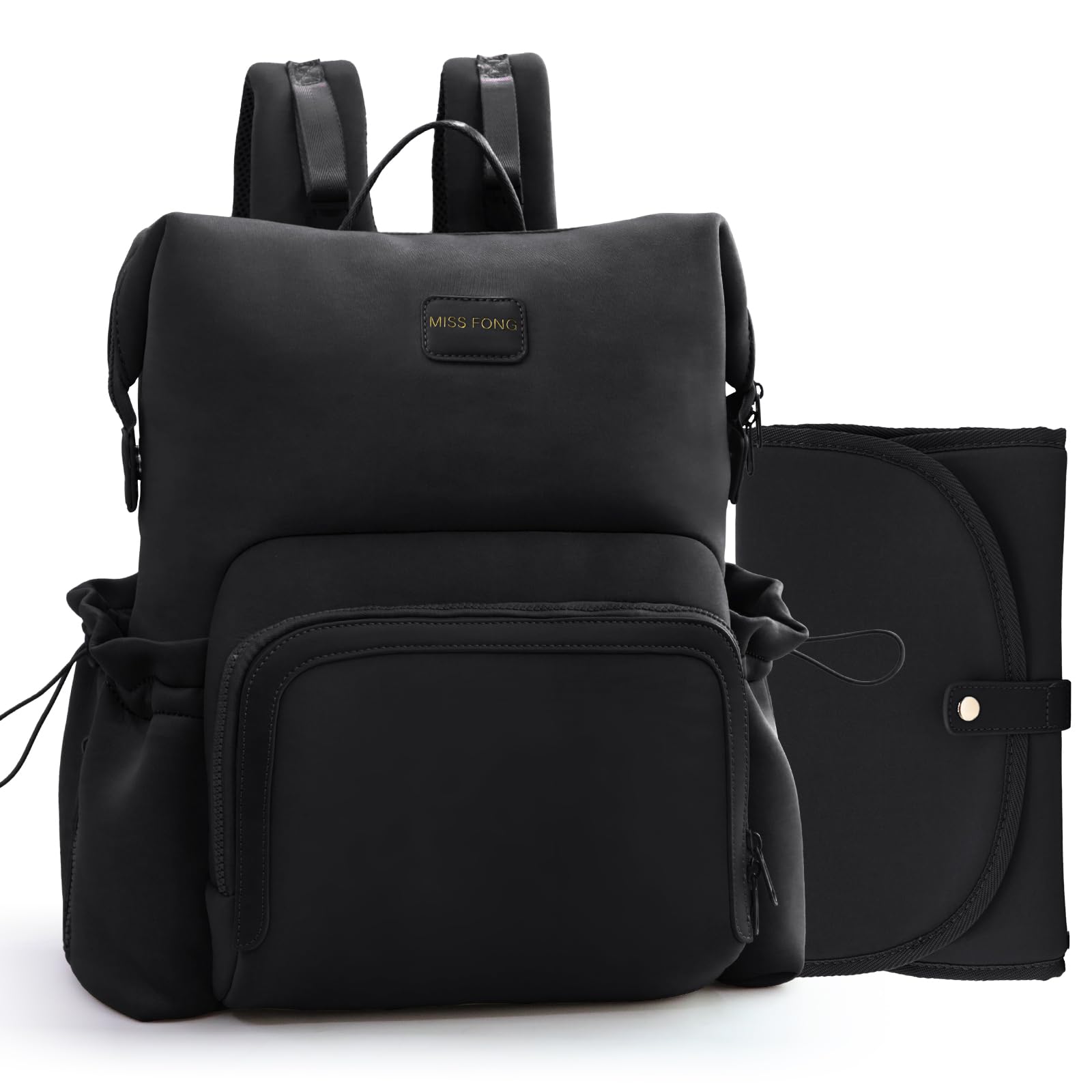 Miss Fong Diaper Bag Backpack - Baby Diaper Bag Neoprene Bag Large Capacity Neoprene Backpack With Diaper Changing Pad Travel Di