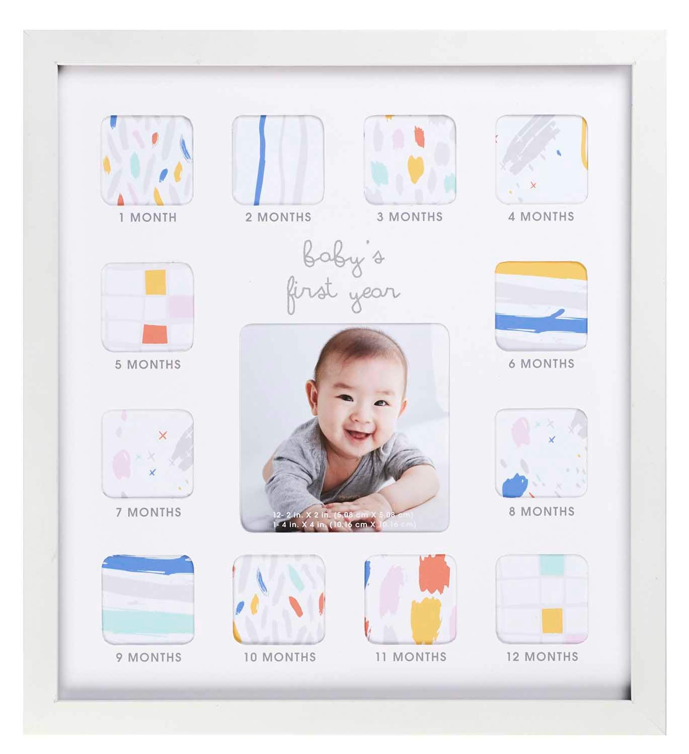 C.R. Gibson Babys First Year Photo Frame with Milestone Stickers, 12 x 13.25