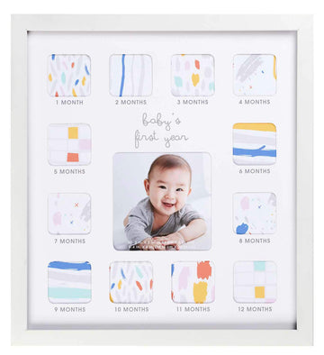 C.R. Gibson Babys First Year Photo Frame with Milestone Stickers, 12 x 13.25