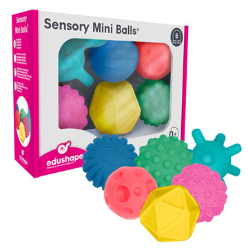 Edushape Sensory Mini Balls for Baby - Pack of 6 Solid Color Baby Balls That Help Enhance Gross Motor Skills for Kids Aged 6 Mon