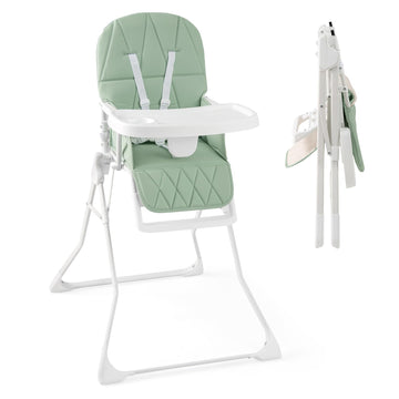 Honey Joy High Chair, Foldable Baby Feeding Chair, Adjustable Tray & Footrest, Removable Easy-To-Clean Pu Seat Cushion, 5-Point