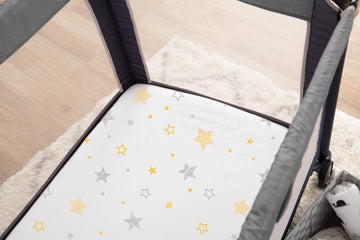 American Baby Company Printed 100% Natural Cotton Value Jersey Knit Fitted Pack N Play Playard Sheet, Golden Yellow Star, Soft B