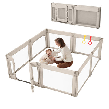 Cosola Large Baby Playpen for Babies and Toddlers 79x71 Inch, Adjustable Foldable Indoor & Outdoor Play Pen for Toddlers Twins B
