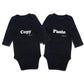 Defahn Funny Twins Baby Long-Sleeve Bodysuits Clothes Unisex Outfits 0-24M (Black 02, 3-6 Months)