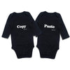 Defahn Funny Twins Baby Long-Sleeve Bodysuits Clothes Unisex Outfits 0-24M (Black 02, 0-3 Months)