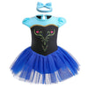 Hoizosg Anna Princess Costume For Baby Girls Halloween Outifts Birthday Bodysuit Romper Tutu Dress W/Headband Blue 95
