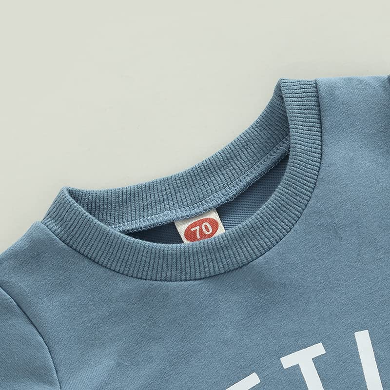Toddler Baby Boy Clothes Letter Short Sleeve T Shirt Top Boys Shorts With Pocket Cute Summer Outfit 2Pcs Set (Little Dude Blue,6