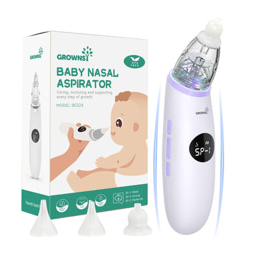 Grownsy Nasal Aspirator For Baby | Baby Nose Sucker | Electric Nose Suction For Toddler, Ergonomic Booger Sucker With 3 Silicone