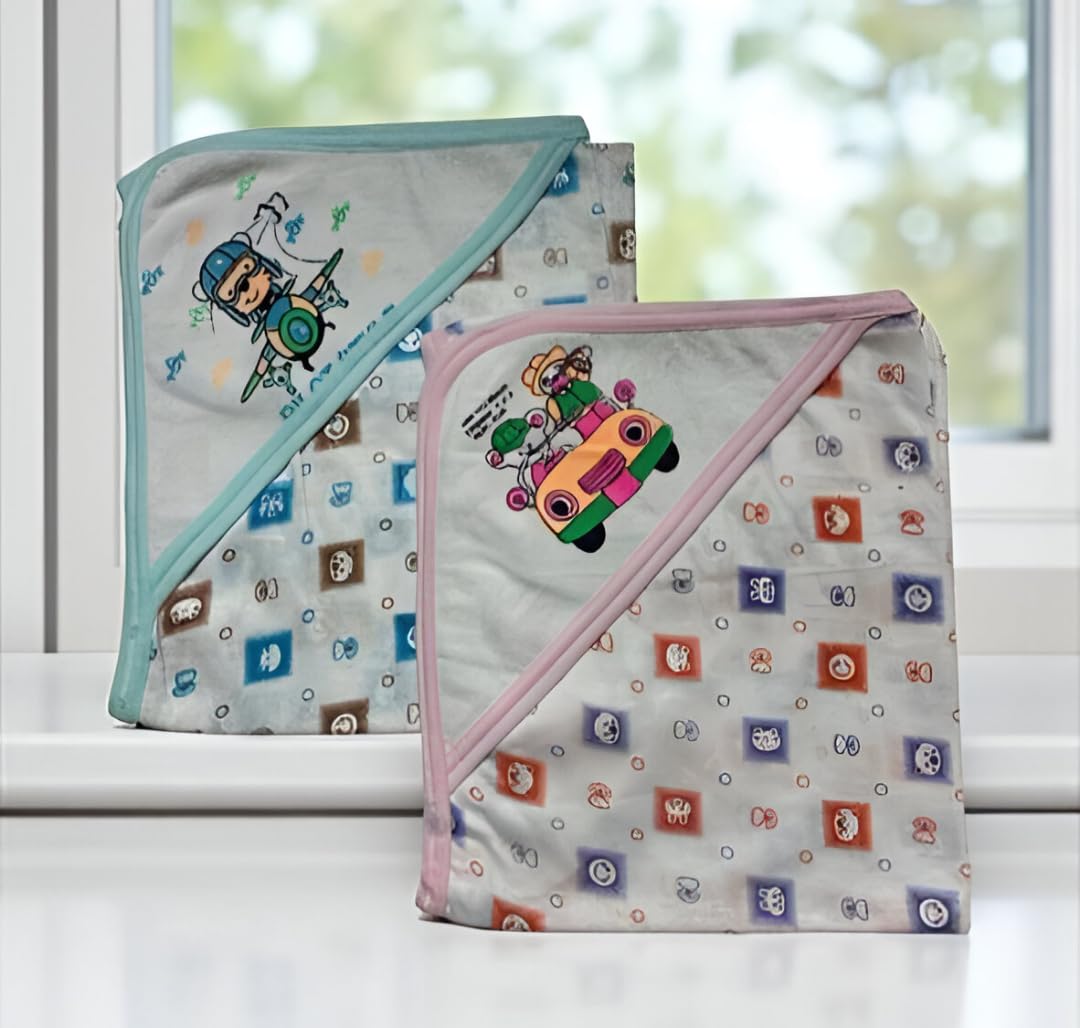 Baby Hooded Blanket Wrapper, Double Layer Dohar Fabric
