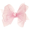 Wee Ones Girls' Organza Double Hair Bow On A Weestay Clip With Satin Knot Center, Mini, Light Pink