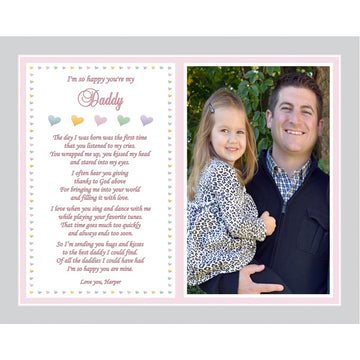Poetry Gifts Daddy'S Girl Frame, So Happy You'Re My Dad For Christmas Or His Birthday, 8X10 Inch Print Personalized With Name An