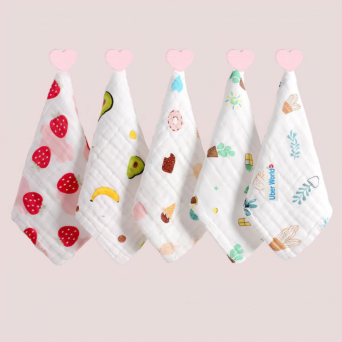 Uber World Handkerchief for Kids | Hanky | Lunch Towel for School | Napkins | Baby Napkins | Baby Handkerchiefs | 6 Layered