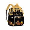 Artsadd Personalized Diaper Bag Backpack With Name, Customized Sunflower Black Nappy Backpack With Thermal Pockets Multifunction
