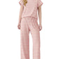 Arshiner Pajamas for Girls Short Sleeve Long Pants Pjs Cute Soft Sleepwear Lounge Sets, Pink Stripe, 56 Years