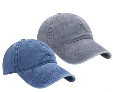 Kids Solid Cotton Baseball-Hat - Baby-Boys Washed Cotton Baseball Hats Toddler Infant Baseball-Cap For 2-7 Years (Navy+Grey 2 Pc