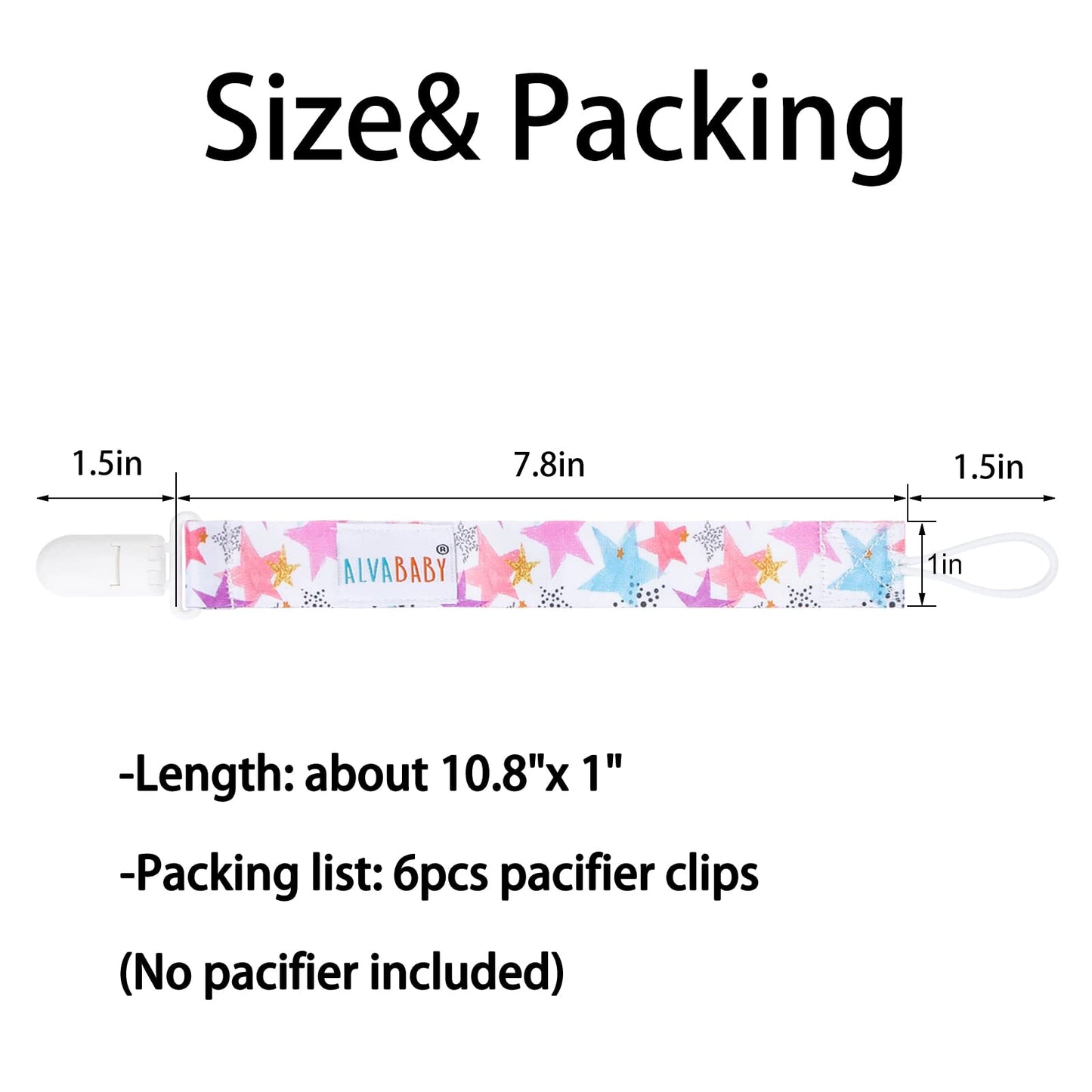 Alvababy Pacifier Clips 6 Packs Rainbow Paci Clip Holder Leashes For Baby Boys And Girls Fits Most Pacifier,Binkie Styles,Baby T