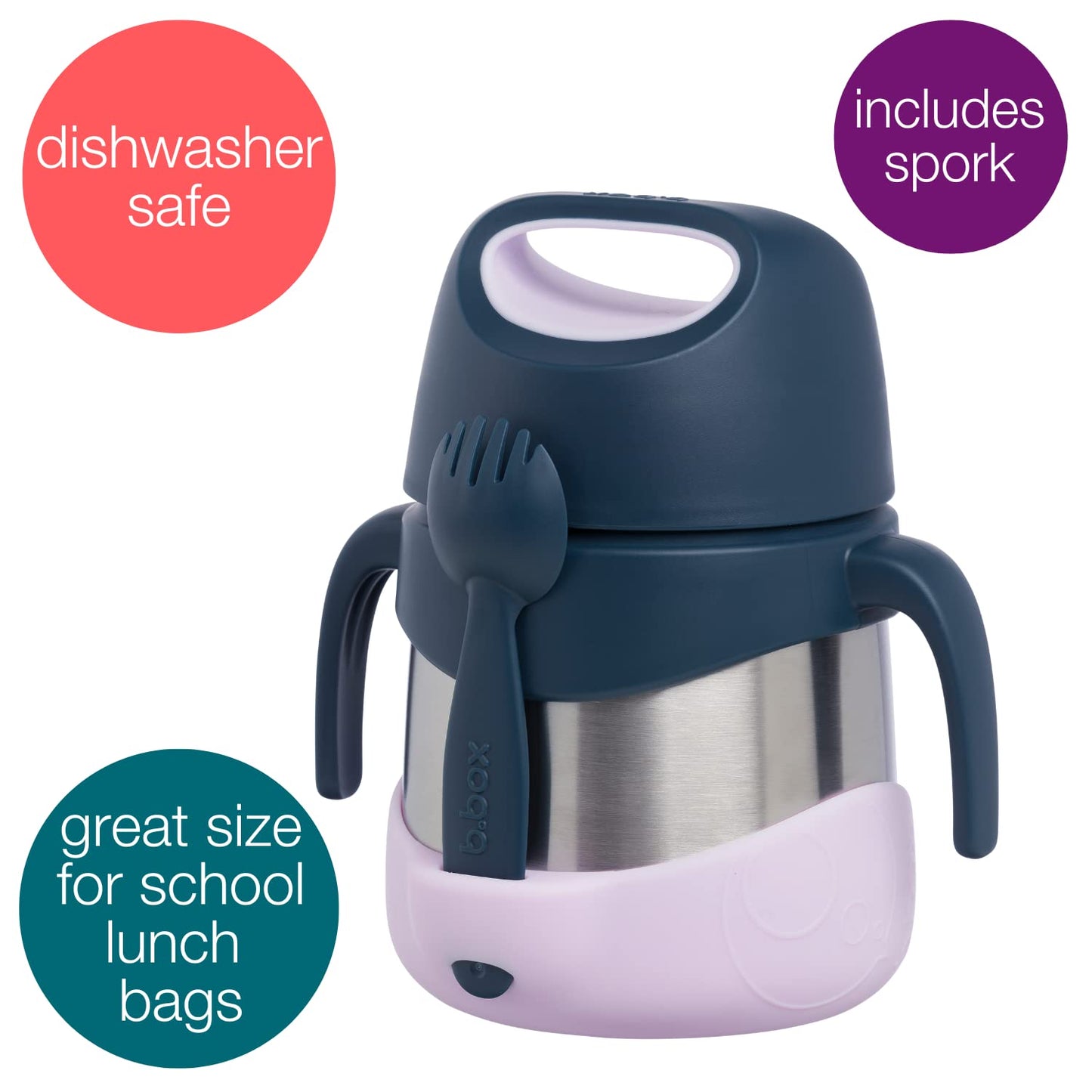 B.Box Insulated Food Jar With Spork For Toddlers | Easy Open Container For Toddlers | Stainless Steel, 5Hrs + Of Perfect Tempera