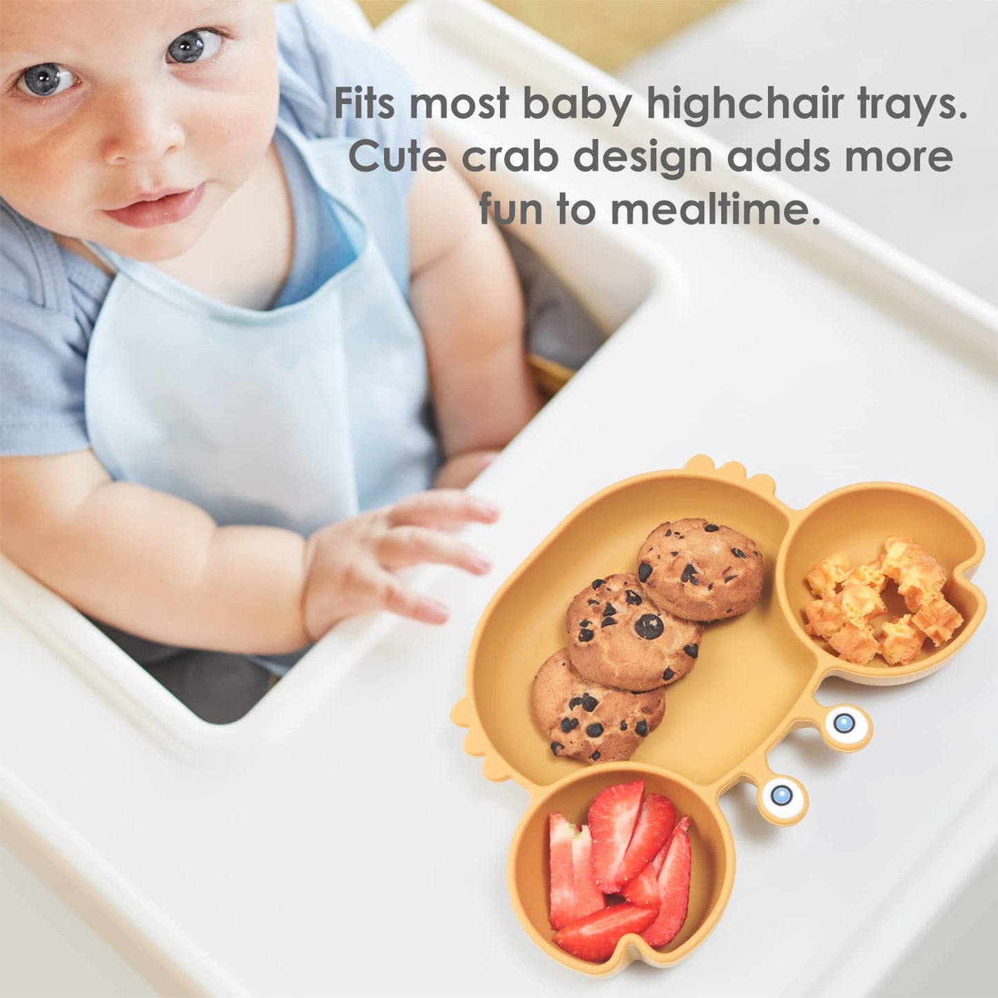 ROCCED Suction Plates for Baby, Silicone Plates with Suction for Baby Divided, Baby Spoon Fork Set for Toddler Baby Dishes Kids