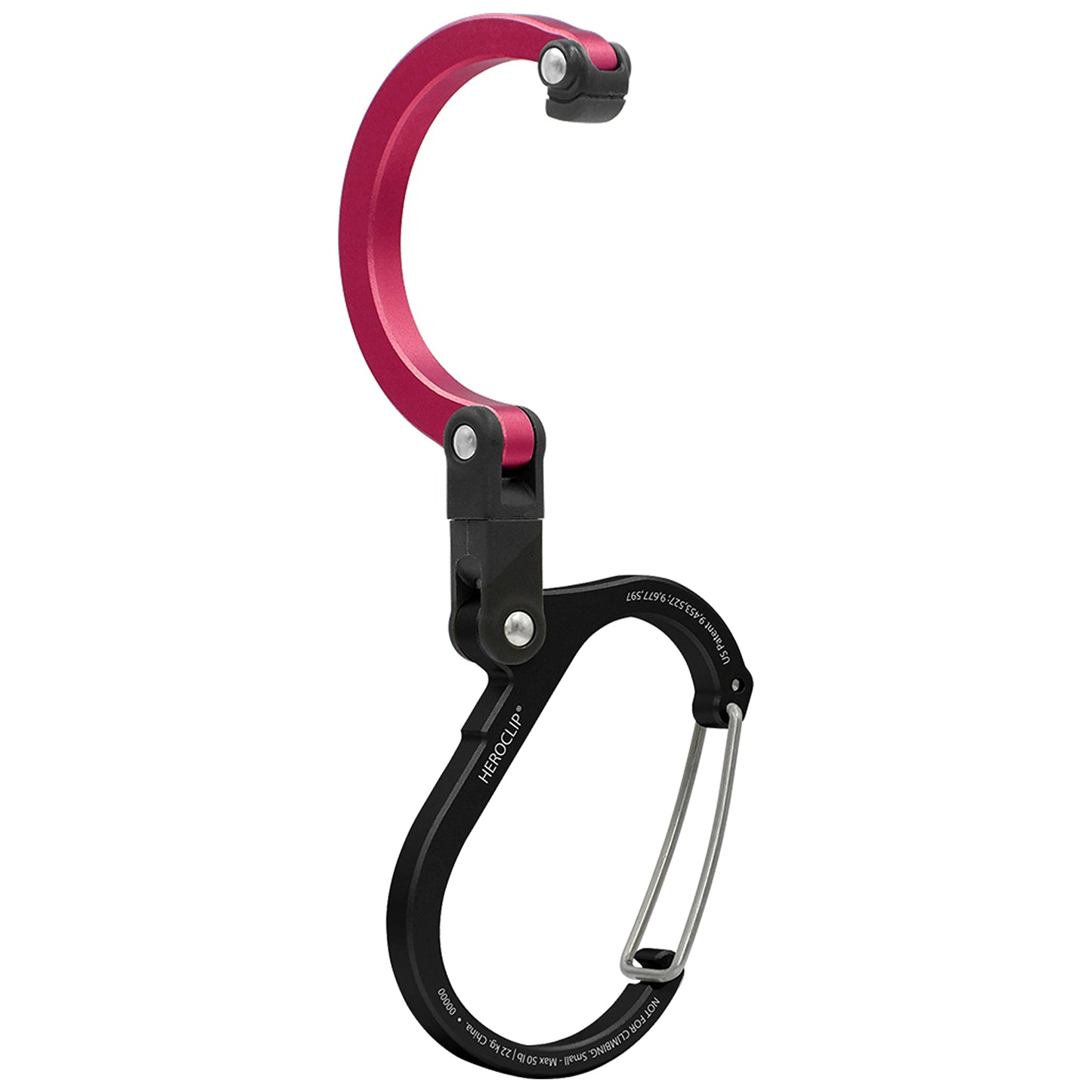 Gear Aid Heroclip Carabiner Clip And Hook (Small) For Purse, Stroller, And Backpack, Black & Red