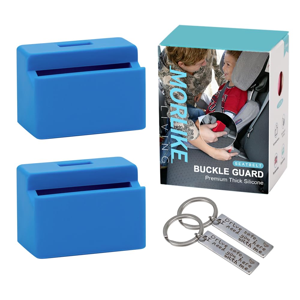 Morlike Silicone Seatbelt Secure Buckle Safety Cover Lock (Blue2-2 Pcak)