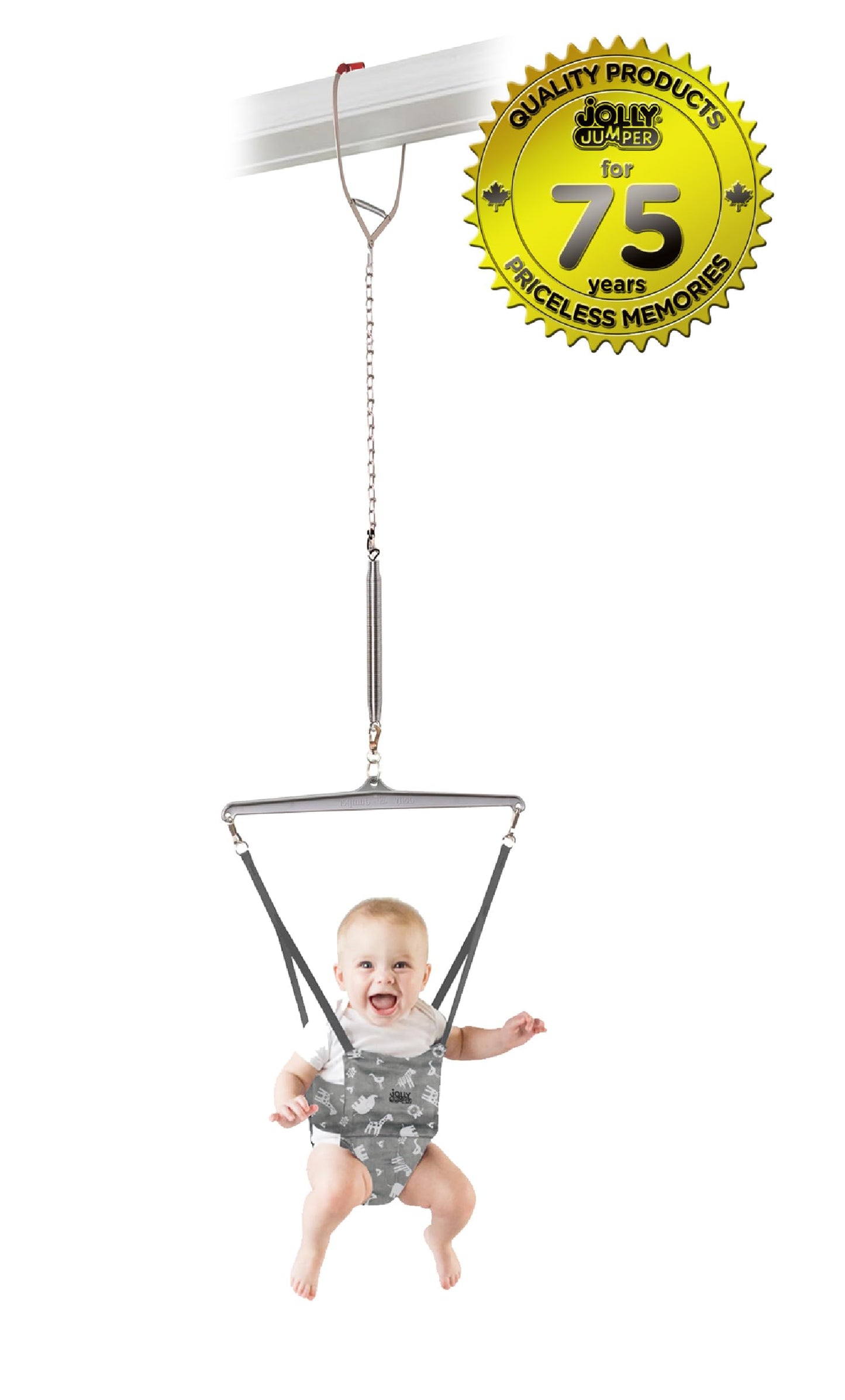Jolly Jumper *Iconic* - New Grey Safari Saddle - The Original Baby Exerciser. Trusted By Parents And Loved By Babies For Over 75