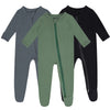 Guisby Baby Footed Pajamas With Mittens And Zippers, Rayon Made From Bamboo Long Sleeve Pjs 3Pack 3-6 Months