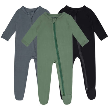 Guisby Baby Footed Pajamas With Mitten Cuffs, Double Zipper Rayon Made From Bamboo Sleeper Pjs 0-3 Months