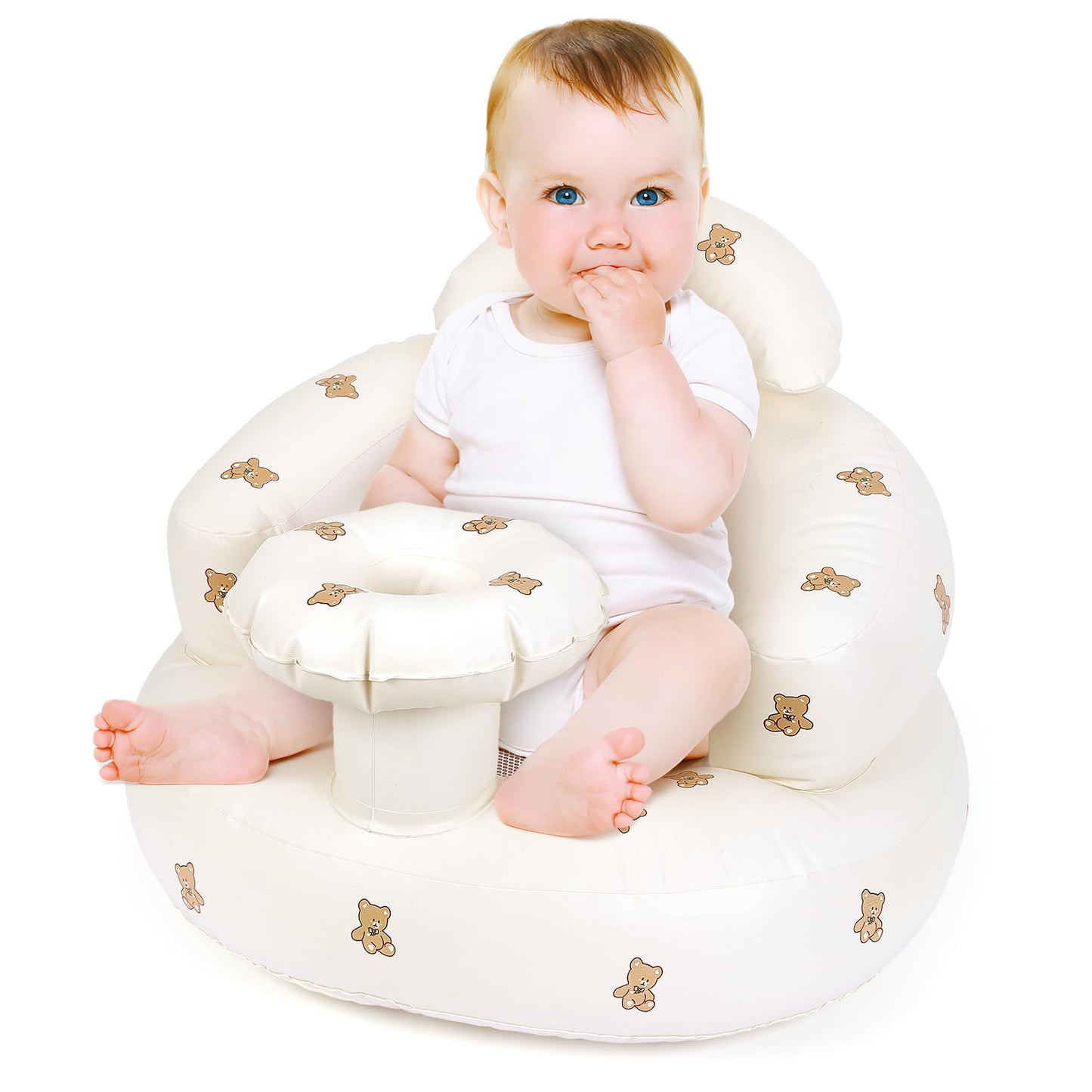Welltop Inflatable Baby Seat With Tray, Inflatable Baby Chair For Babies 3 Months & Up, Blow Up Baby Chair For Entertaining, Inf