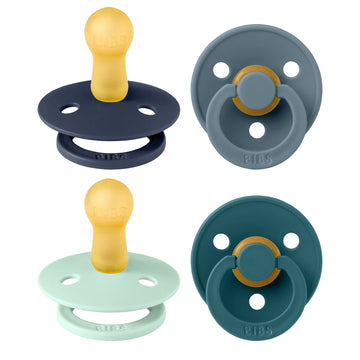 Bibs Pacifiers - Colour 4 Pack | Round Nipple Baby Pacifier | Bpa Free Natural Rubber Latex Soother | Made In Denmark | Size 6-1