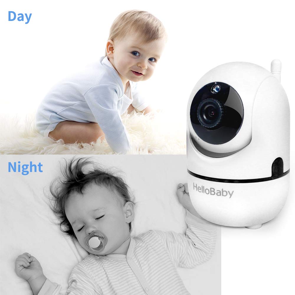 Hellobaby Video Baby Monitor With Remote Camera Pan-Tilt-Zoom, 3.2'' Color Lcd Screen, Infrared Night Vision, Temperature Displa