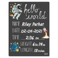 Cohas Hello World Newborn Baby Announcement Chalkboard Sign With Space Theme, 9 By 12 Inches, No Marker