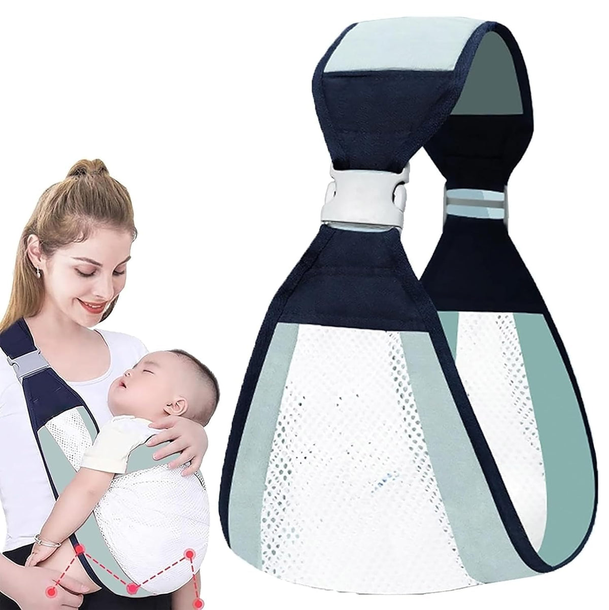 PIHARVA Mesh Baby Wrap Carrier Belt  Adjustable Baby Sling with Wide Shoulder Straps for Newborns & Infants Lightweight, Breath