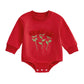 DSORVICD Baby Girl Valentines Outfit Sweatshirt Romper Bubble Onesie Infants Heart Clothes Winter Spring (Furry Red, 3-6 Months)