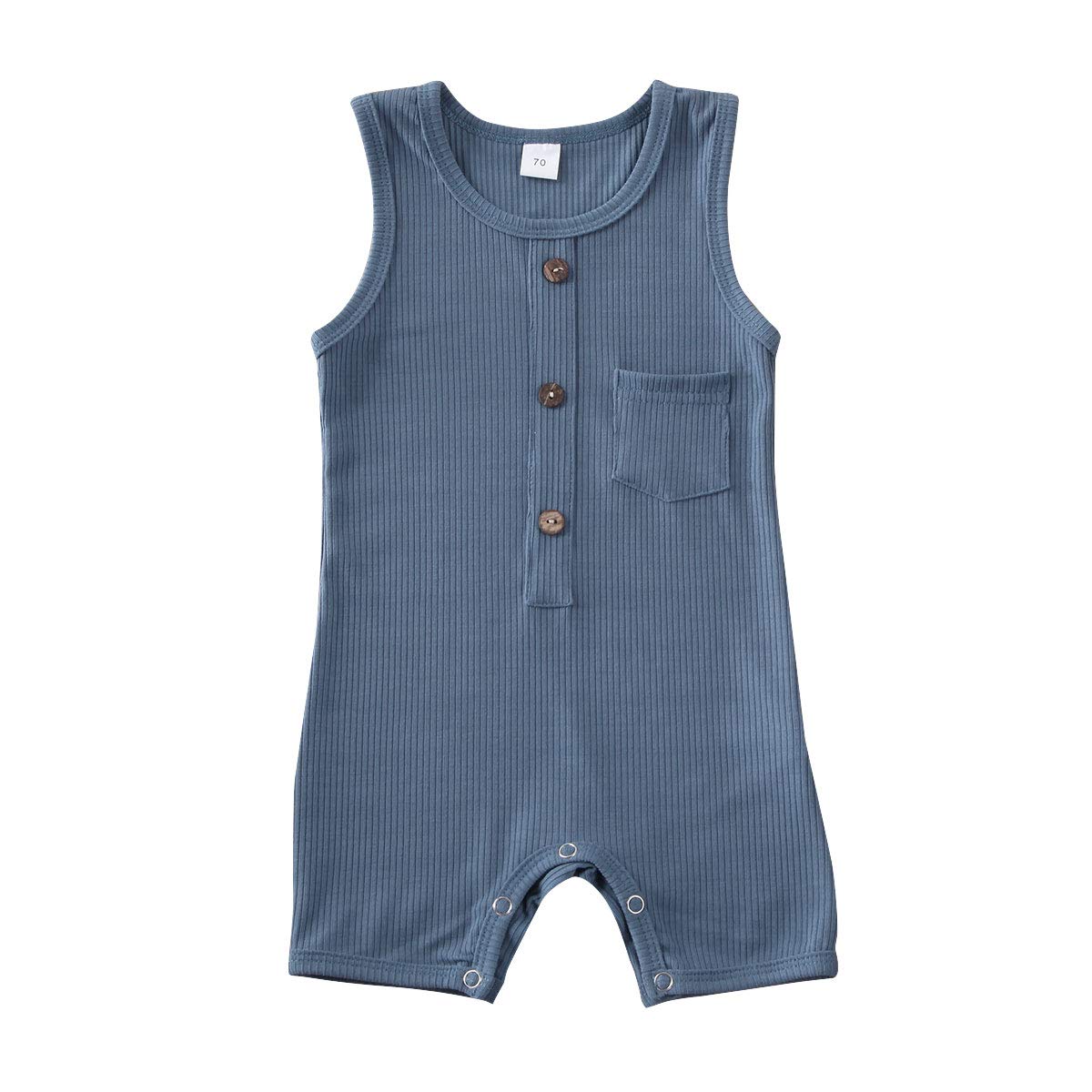 Baby Girl Boy Romper Bodysuit Solid Plain One Piece Jumpsuits Sleeveless One Piece Baby Clothes Outfits Summer (Blue, 12-18 Mont