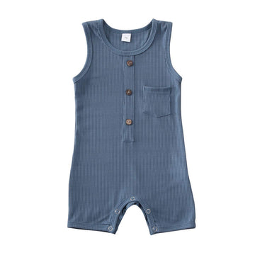 Baby Girl Boy Romper Bodysuit Solid Plain One Piece Jumpsuits Sleeveless One Piece Baby Clothes Outfits Summer (Blue, 12-18 Mont