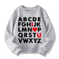 Xfsjgna Valentines Sweatshirts 4T Boys Girls Valentine'S Day Abc I Love U Heart Graphic Shirt Toddler Kids Long Sleeve Tops Gray