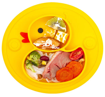 Baby Plate Silicone Toddler Plates Suction Placemat Divided Dishes For Kids And Infants One-Piece Strong Suction, Bpa Free, Micr