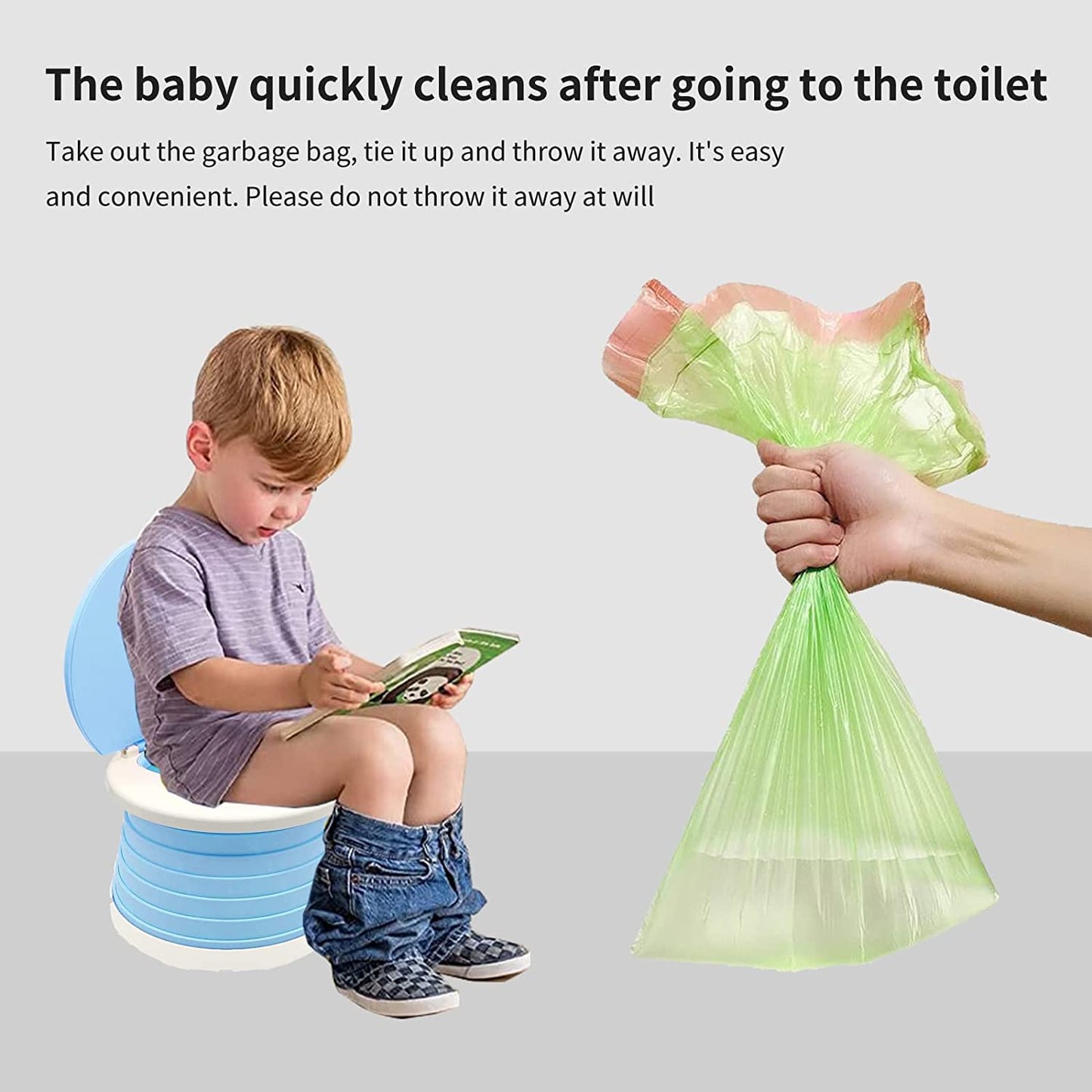 portable, foldable potty seat for toddler, Training Toilet Seat Emergency Toilet for Car, Camping, Outdoor, indoor (light blue,