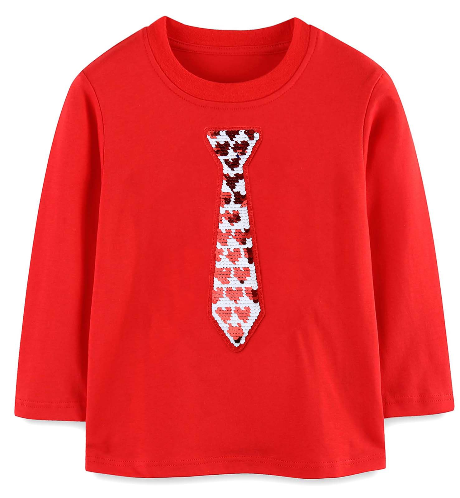 Kids Boys T-Shirt Valentines Flip Sequin Heart Shirt Monster Truck Love Tops Long Sleeve Toddler Baby Tees 3T