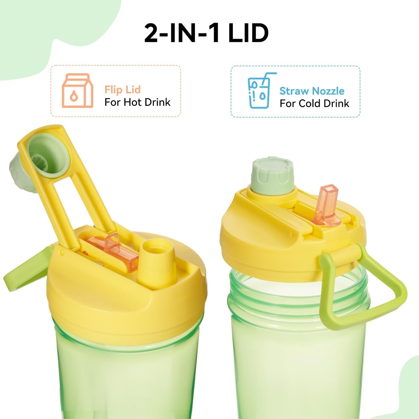 Kerilyn 12Oz Kids Water Bottle With Straw Leak-Proof Toddler Water Bottle Plastic Water Bottles Bpa-Free Toddler Straw Cups With