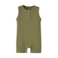 Teach Leanbh Baby Romper Cotton Sleeveless Button Down One Piece Linen Jumpsuit Coverall 3-24 Months (Army Green, 3-6 Months)
