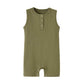 Teach Leanbh Baby Romper Cotton Sleeveless Button Down One Piece Linen Jumpsuit Coverall 3-24 Months (Army Green, 6-12 Months)