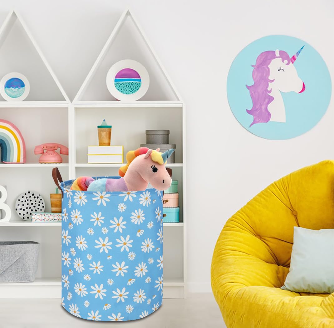 Ntaohamper Kids Laundry Hamper,Blue Laundry Basket,Baby Nursery Hamper,Waterproof Toys Storage Bin,Clothes Organizer,Gift Basket