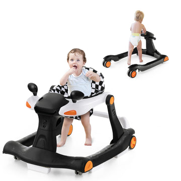 Honey Joy Baby Walker, Foldable Push Learning Walker Toy-Seated & Walk-Behind With Wheels, Adjustable Height, High Back Padded S