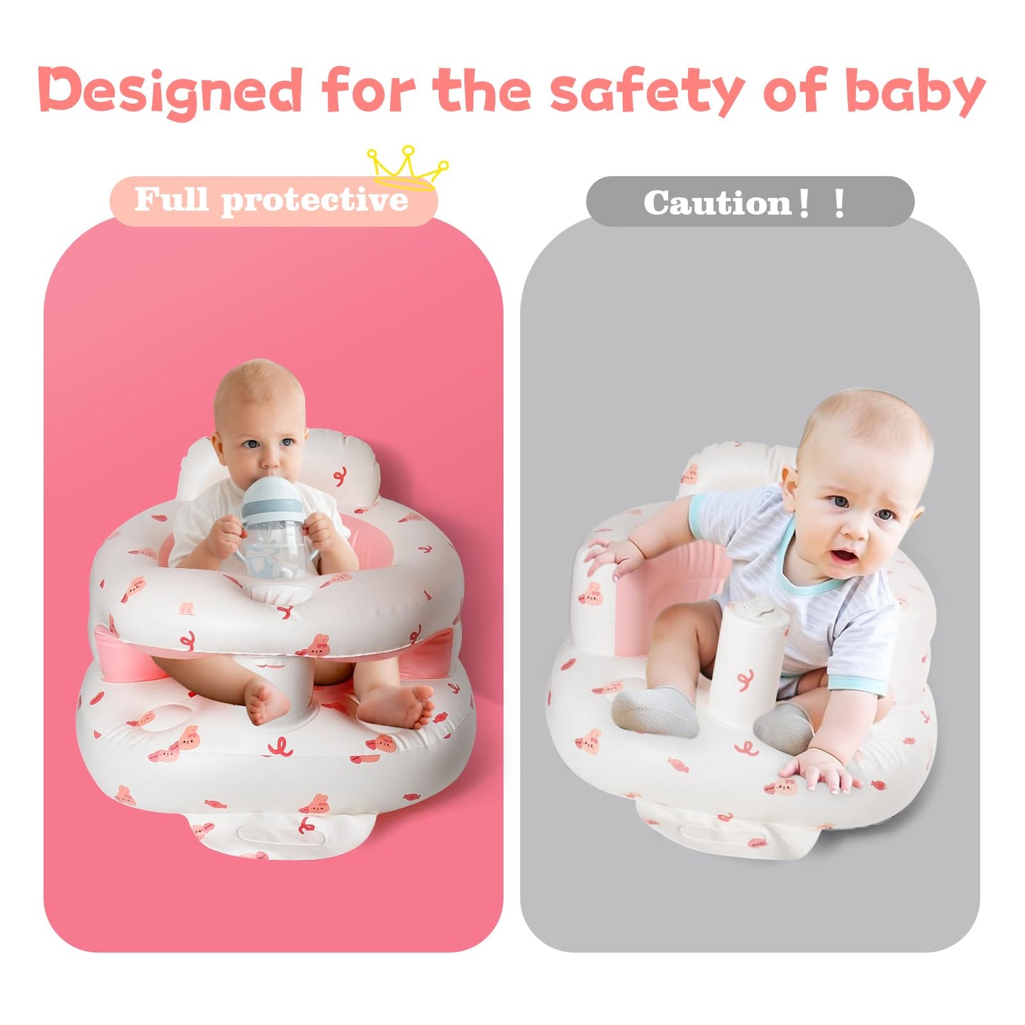 Tdtok Upgraded Inflatable Baby Seat For 3 Months And Up, Outdoor Baby Seat With Built-In Air Bump Blow Up Learning Sit With Back