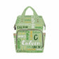 Artsadd Personalized Diaper Bag With Name, Customized Light Green Monogram Nappy Backpack With Thermal Pockets Multi-Function Ba