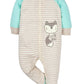 Gerber Baby Boys' 4 Pack Sleep 'N Play Footie, Aqua Fox, 0-3 Months