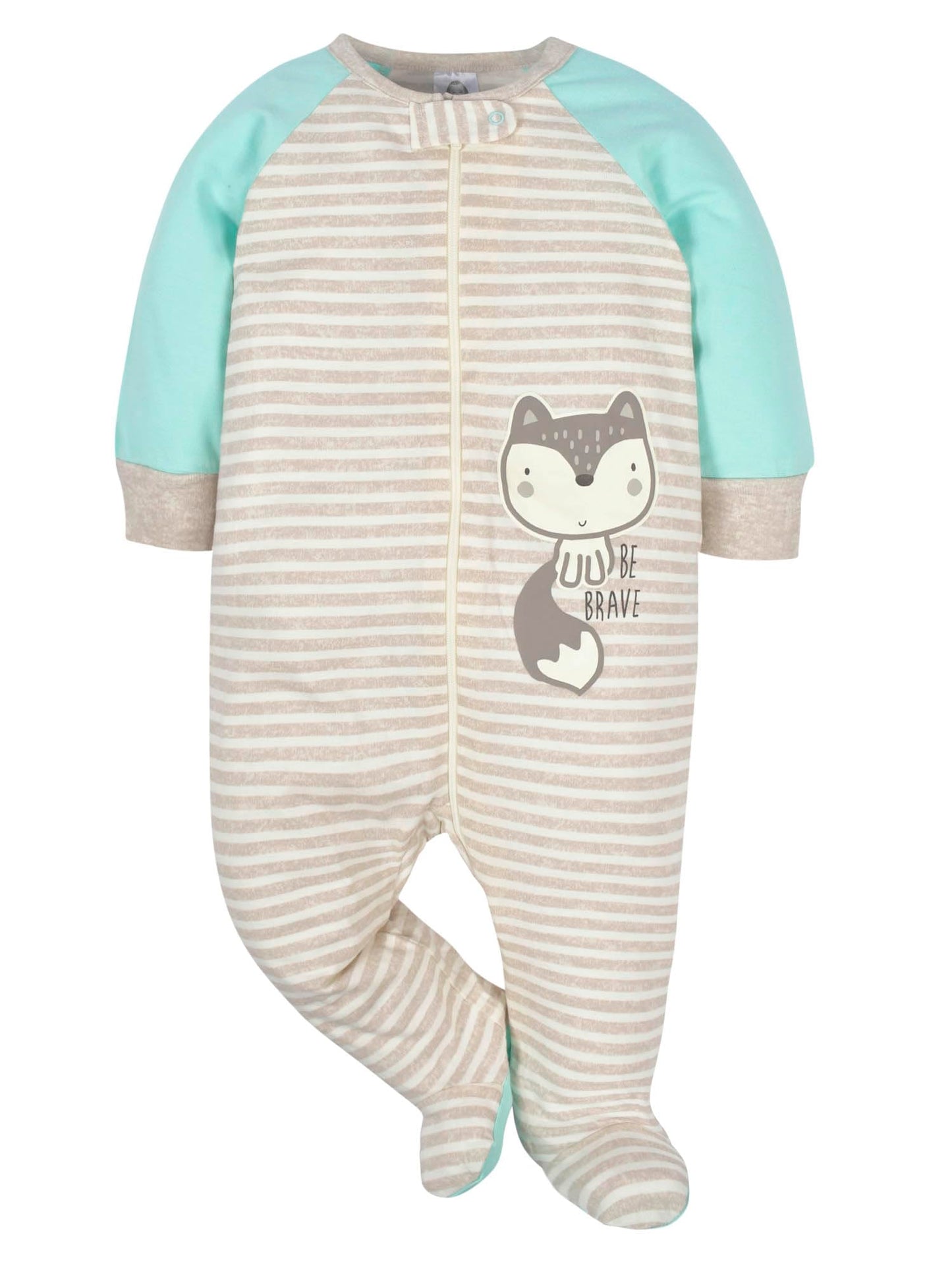 Gerber Baby Boys' 4 Pack Sleep 'N Play Footie, Aqua Fox, 0-3 Months