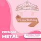 Papoopy Birthday Tiara And Crown With Sash For Women Birthday Party