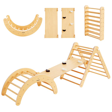 Beright 5 In1 Pikler Triangle Gym, Foldable Climbing Triangle Ladder Toys With Ramp, Indoor Climbing Toys For Kids, Play Gym, Ar
